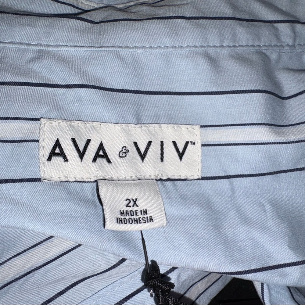 Ava & Viv Sky Blue Striped Button-Down Shirt - Picture 6 of 7